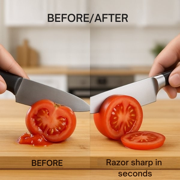 Kitchen Knife Sharpener | Roll-Action Mechanism | Precision Angle Guide | Stable Non-Slip Base