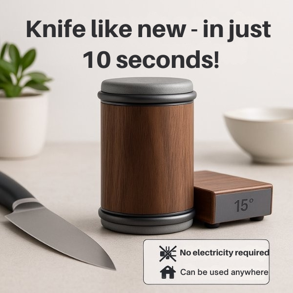 Kitchen Knife Sharpener | Roll-Action Mechanism | Precision Angle Guide | Stable Non-Slip Base