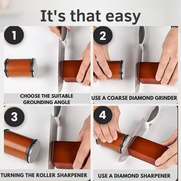 Kitchen Knife Sharpener | Roll-Action Mechanism | Precision Angle Guide | Stable Non-Slip Base