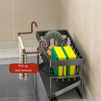 Kitchen Sink Organizer | Rustproof Stainless Steel Rack | Removable Towel Holder & Drip Tray