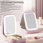 LED Makeup Mirror Case | 3 Light Modes & Touch Control | Organizer & USB Rechargeable Travel Case