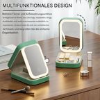 LED Makeup Mirror Case | 3 Light Modes & Touch Control | Organizer & USB Rechargeable Travel Case