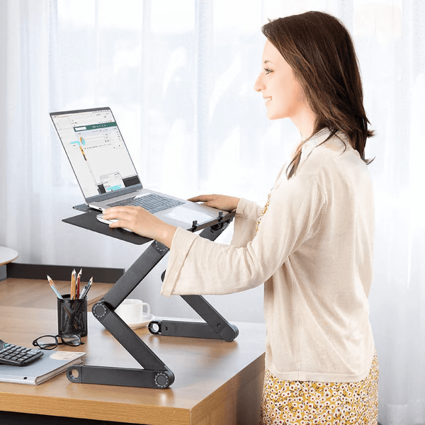Laptop Stand | Height Adjustable & 360° Rotation | Aluminum Ventilated Base | Posture Support