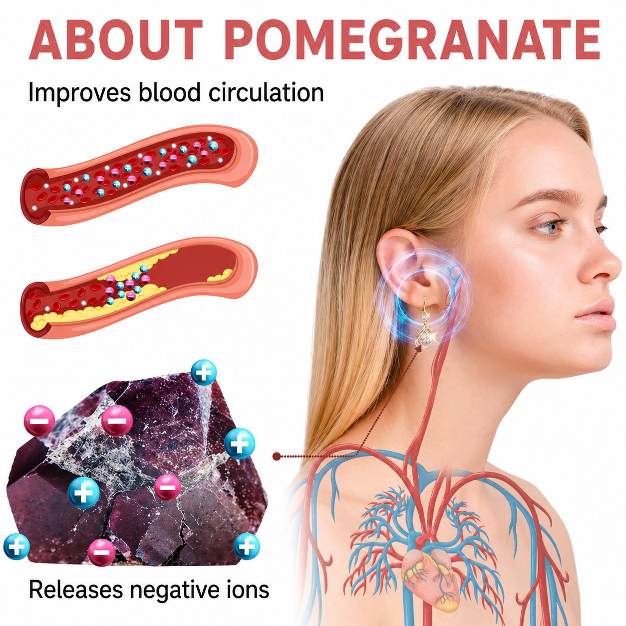 Magnetic Wellness Earrings | Ultra-Light Elegant Design | Garnet & Germanium Accents | Stress Relief
