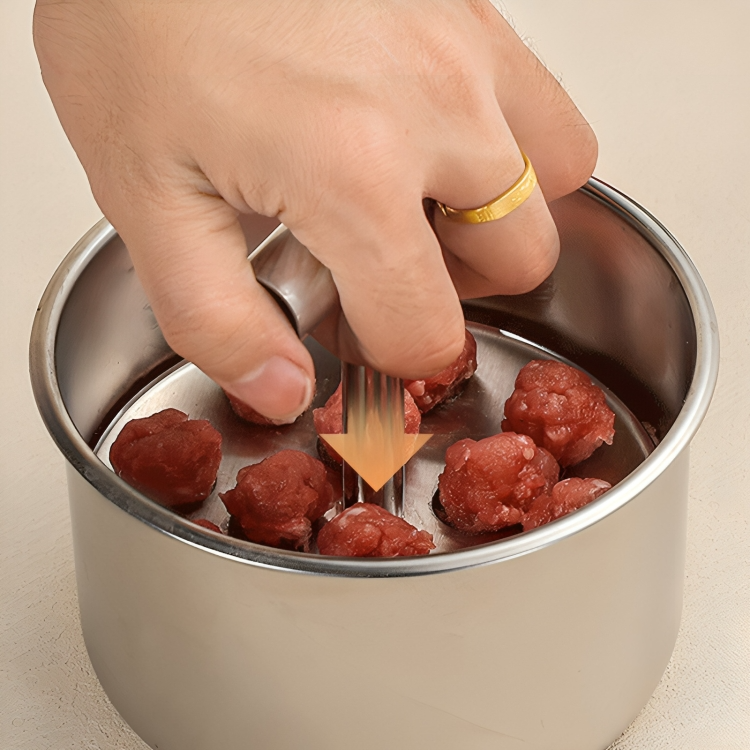 Meatball Maker | Uniform Portioning Press | 12-Hole Stainless Steel, Ergonomic Handle