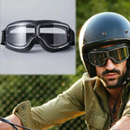 Motorcycle Goggles | Retro Style & UV Protection | Impact-Resistant Lens & Adjustable Strap