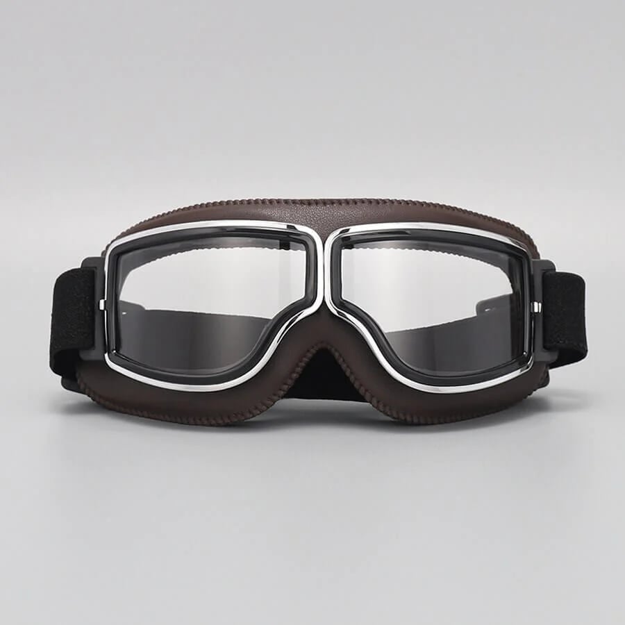Motorcycle Goggles | Retro Style & UV Protection | Impact-Resistant Lens & Adjustable Strap