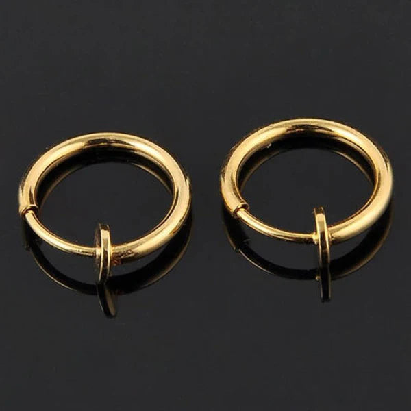 Non-Piercing Earrings | Retractable Closure | 2-Pair Set, Gold & Silver | Comfortable & Secure