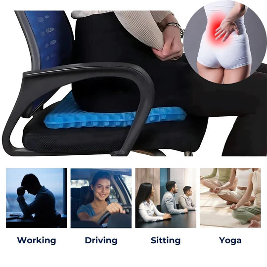 Orthopedic Gel Seat Cushion | Breathable Honeycomb Structure | Pressure Relief Comfort