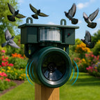 Outdoor Bird Deterrent | Solar-Powered PIR Sensor | Natural Raptor Calls | Animal-Friendly
