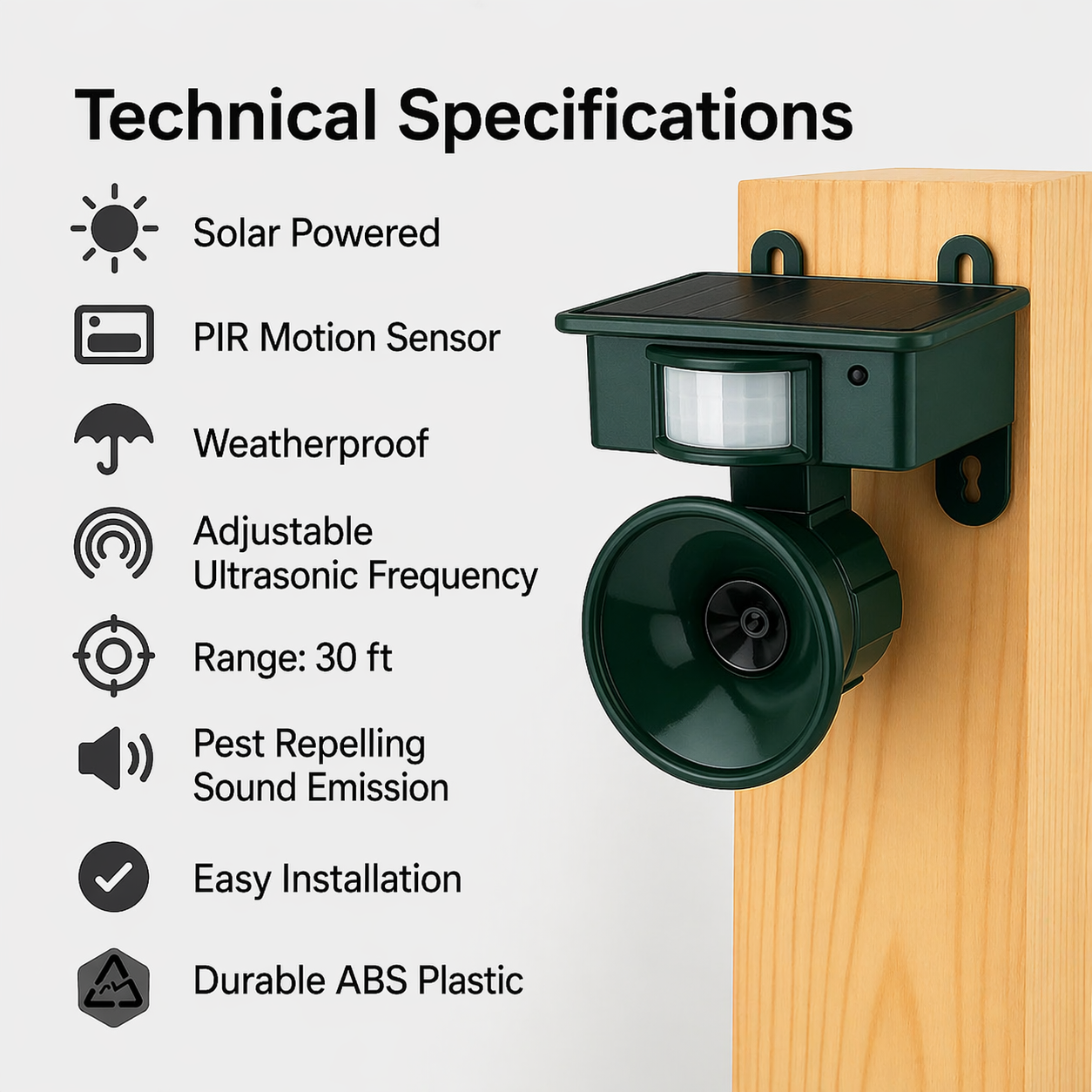 Outdoor Bird Deterrent | Solar-Powered PIR Sensor | Natural Raptor Calls | Animal-Friendly
