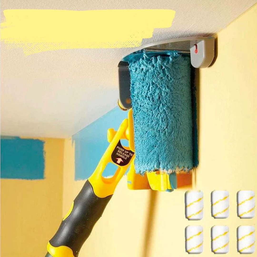 Paint Roller | Edge Guide Roller for Clean Paint Lines | Ergonomic Handle & Reusable Covers