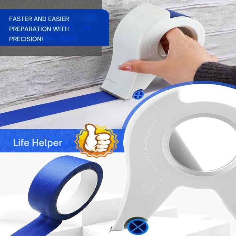 Painter's Tape Applicator | Precision Roller Guide | Integrated Cutter for Walls & Trims