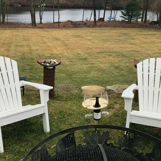 Picnic Wine Table | Foldable Stable Stand | Bottle & Glass Holders | Portable Outdoor Use