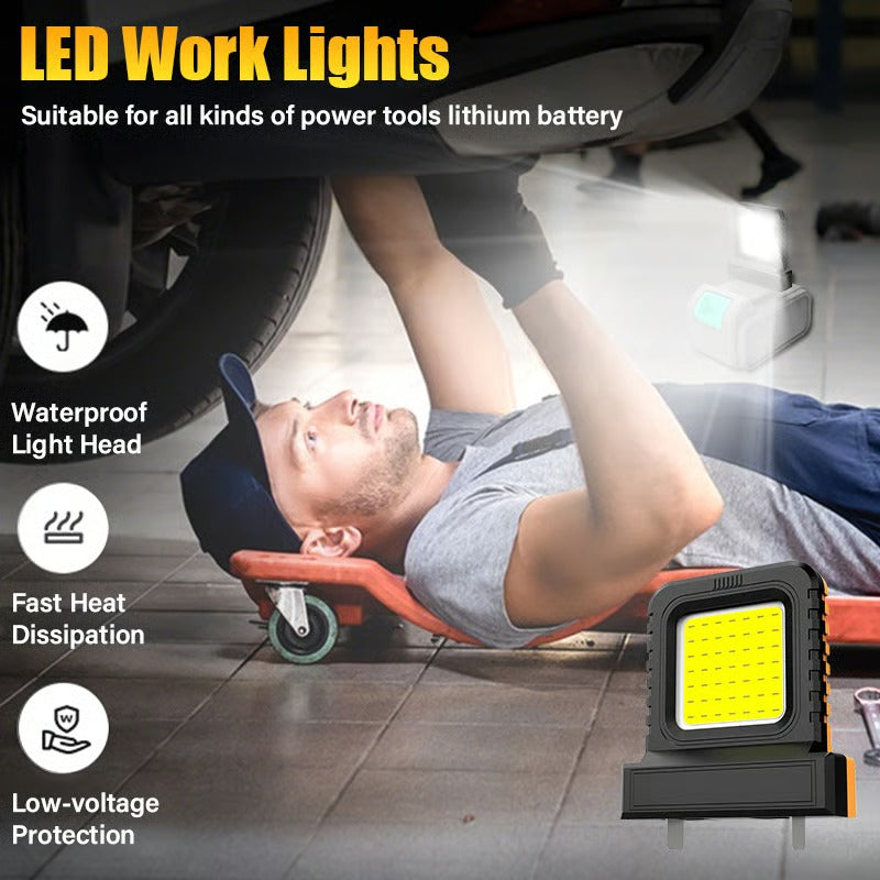 Portable Work Floodlight | High-Intensity LED Beam | Universal Battery Compatible | Durable Design