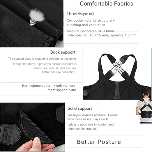 Posture Corrector Unisex | Ergonomic Cross-Back | Breathable & Adjustable | Neck & Back Relief
