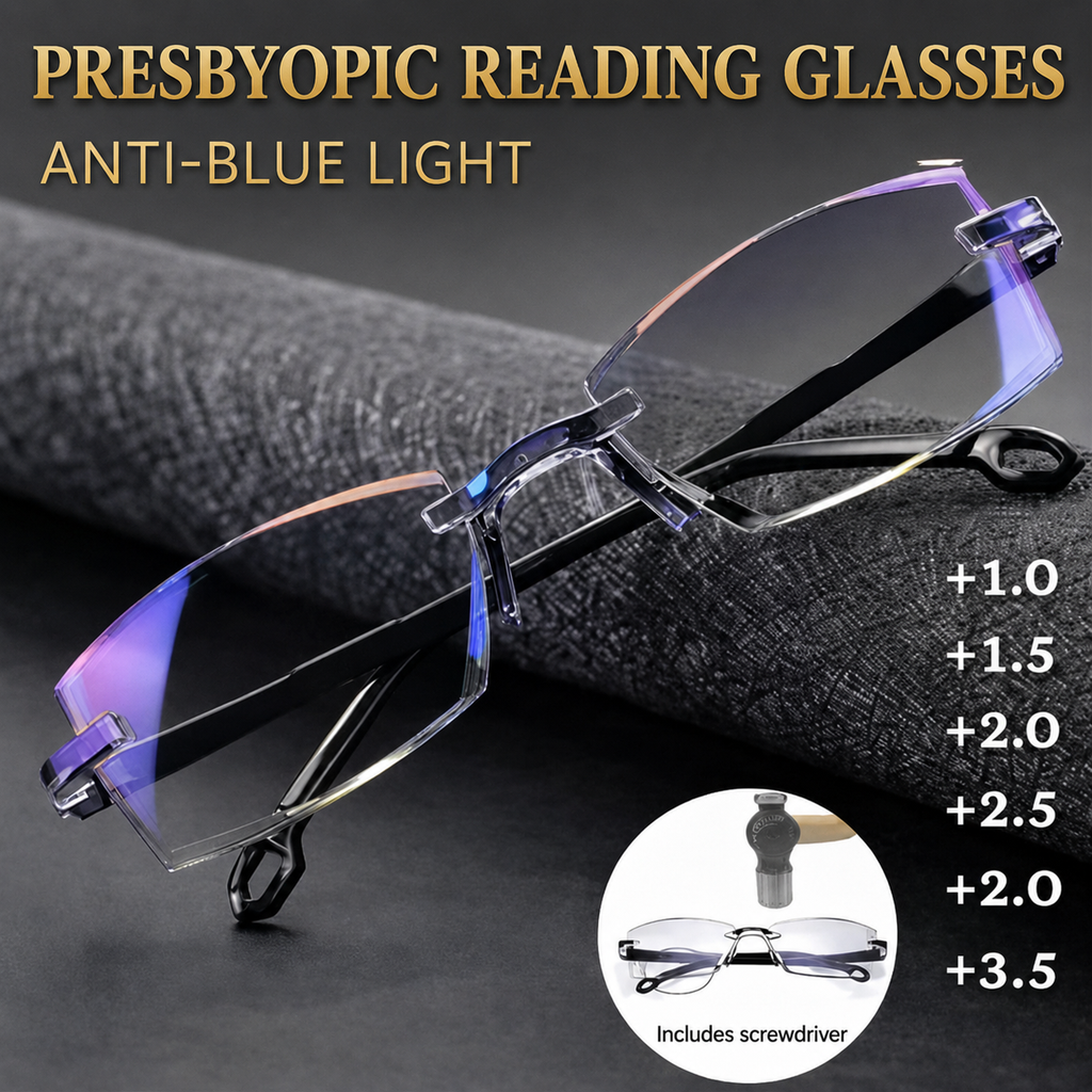 Reading Glasses | Multifocal Progressive | Anti-Blue Light | Rimless Lightweight Design
