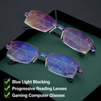 Reading Glasses | Multifocal Progressive | Anti-Blue Light | Rimless Lightweight Design