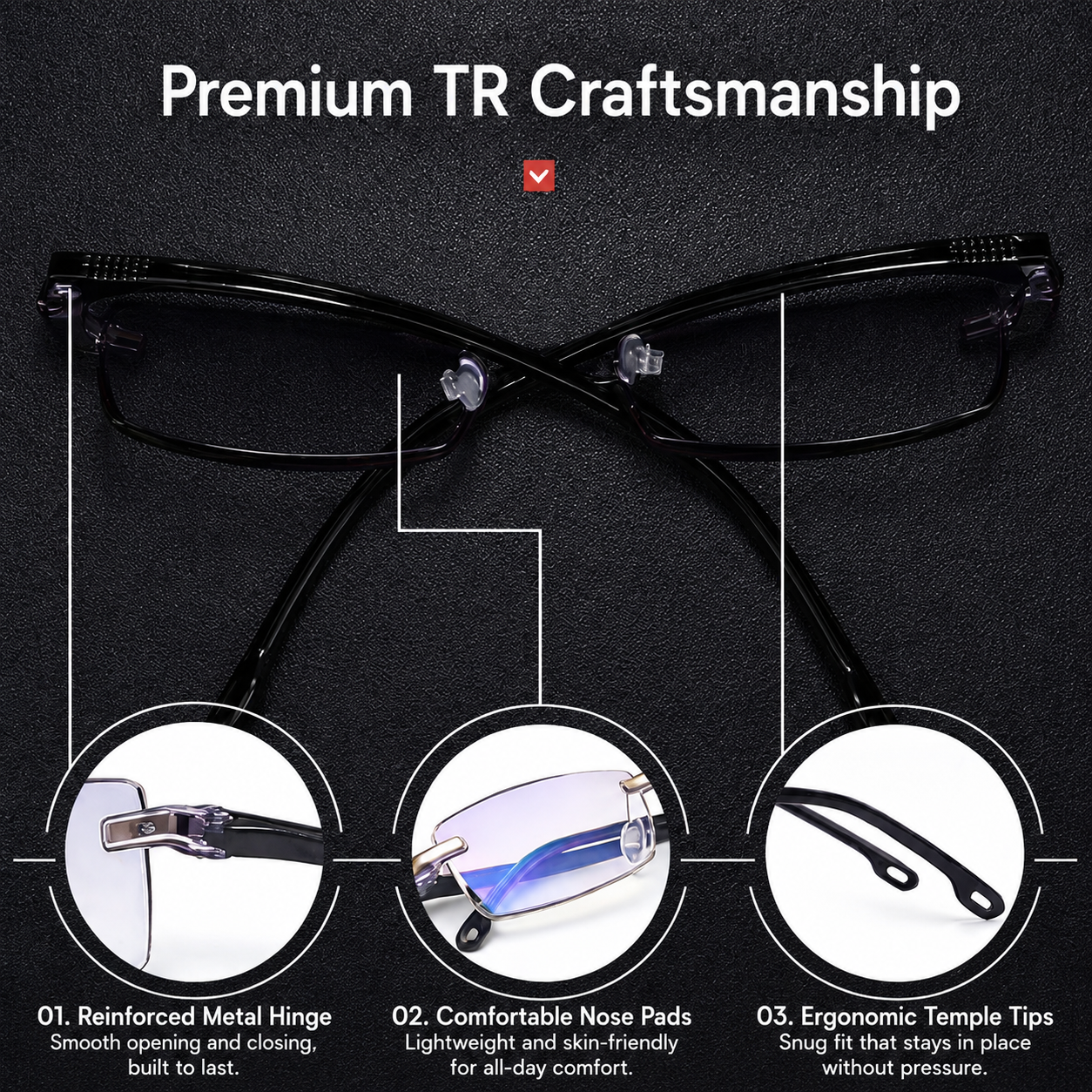 Reading Glasses | Multifocal Progressive | Anti-Blue Light | Rimless Lightweight Design