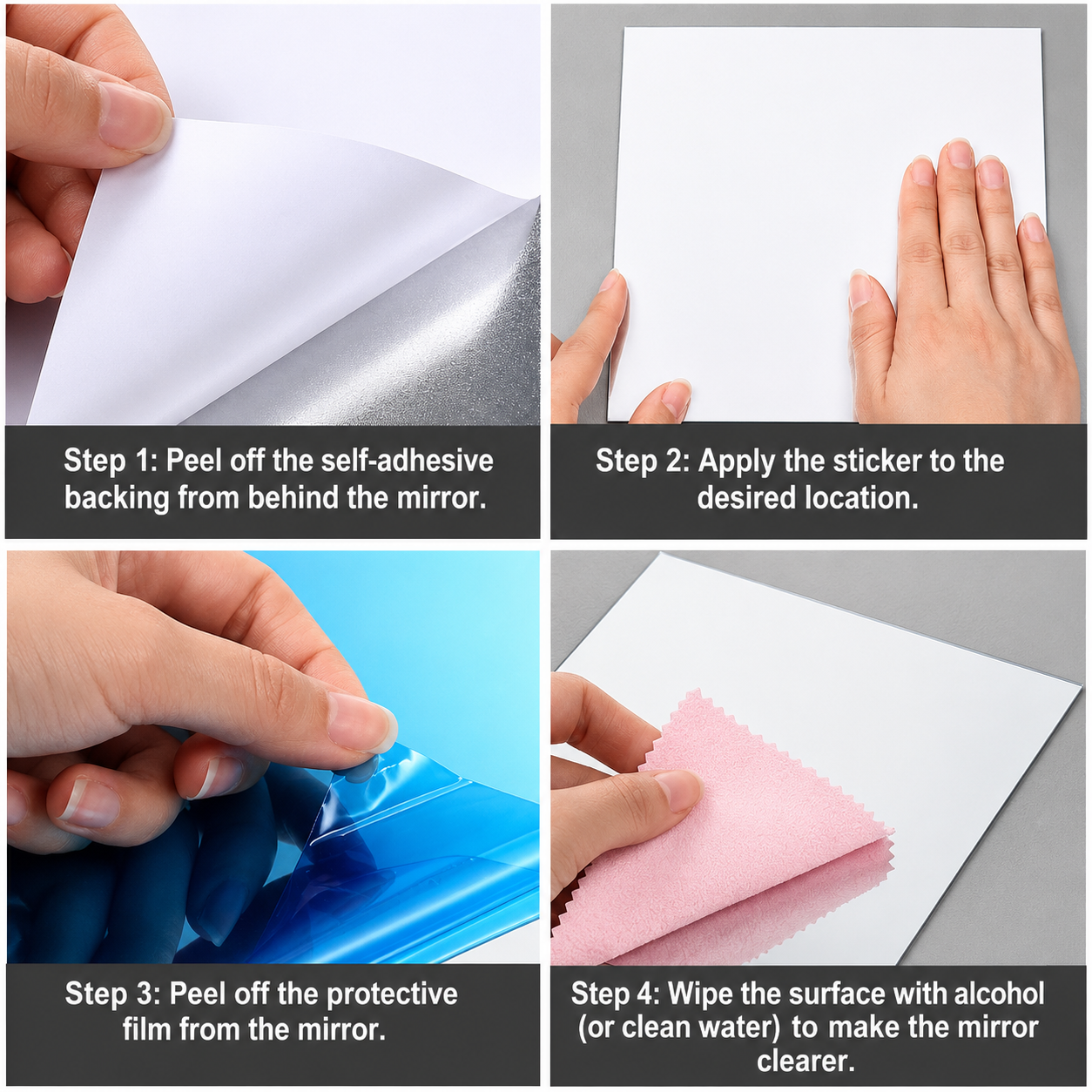 Self-Adhesive Mirror Film | Shatterproof & Cut-to-Size | Crystal-Clear Finish | Child-Safe