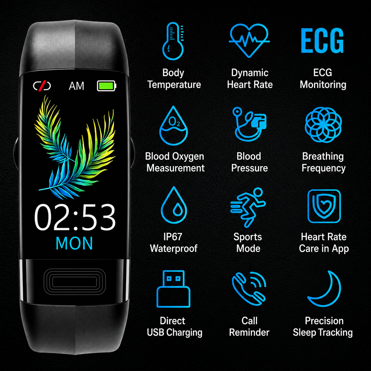 Smartwatch | Health Monitoring | ECG, Blood Pressure & Sleep Tracking | Long Battery Life