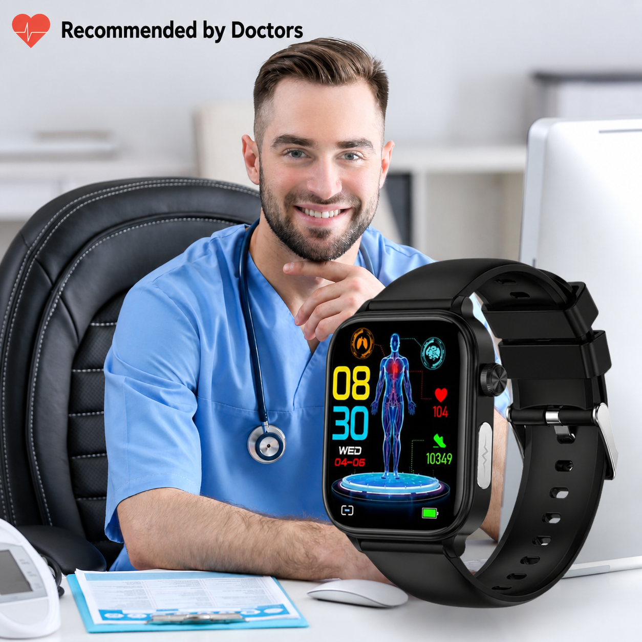 Smartwatch | SOS Emergency Alarm & Fall Detection | Heart Rate & Oxygen Tracking