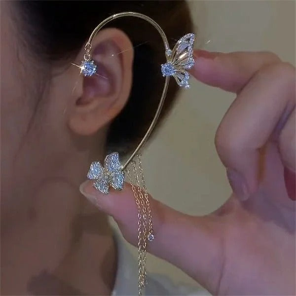 Statement Earrings | Butterfly Tassel Design | Sparkling Zirconia & Hypoallergenic Metal
