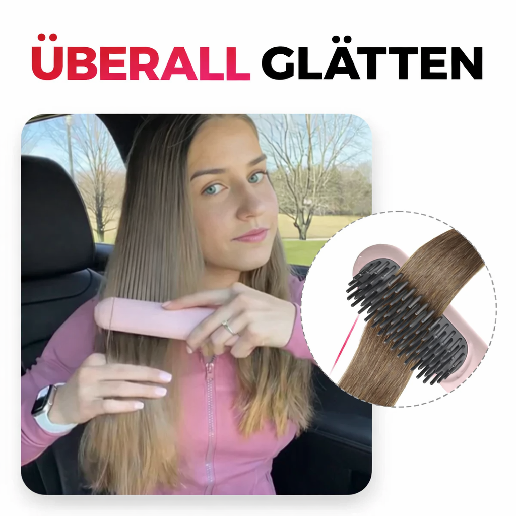 Straightening Brush | Cordless Rechargeable | Quick Styling | Travel-Friendly
