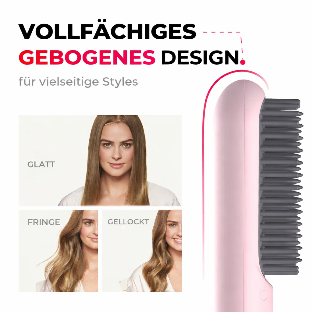 Straightening Brush | Cordless Rechargeable | Quick Styling | Travel-Friendly