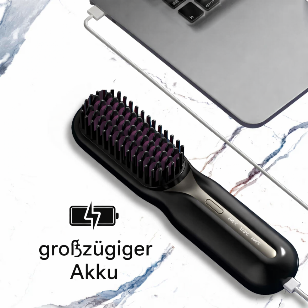Straightening Brush | Cordless Rechargeable | Quick Styling | Travel-Friendly