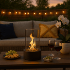 Tabletop Fireplace | Real Flame, Smoke-Free Bioethanol | Metal & Glass | Indoor/Outdoor