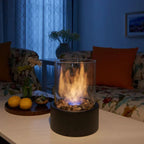 Tabletop Fireplace | Real Flame, Smoke-Free Bioethanol | Metal & Glass | Indoor/Outdoor