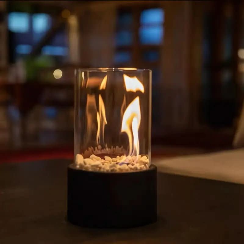 Tabletop Fireplace | Real Flame, Smoke-Free Bioethanol | Metal & Glass | Indoor/Outdoor