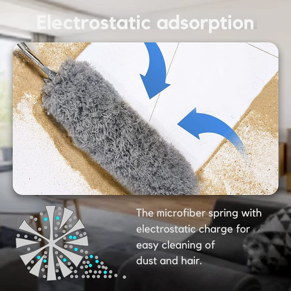 Telescopic Microfiber Duster | Flexible Head & Washable | Extendable to 250 cm