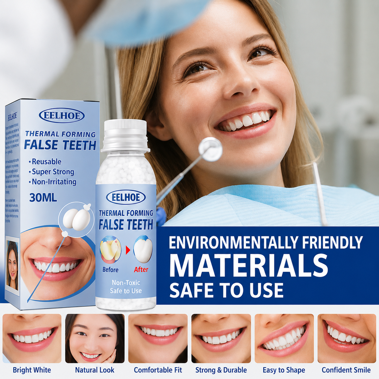 Tooth Repair Kit | Instant Tooth Filler | Natural Tooth-Colored Resin | Temporary Cosmetic Repair