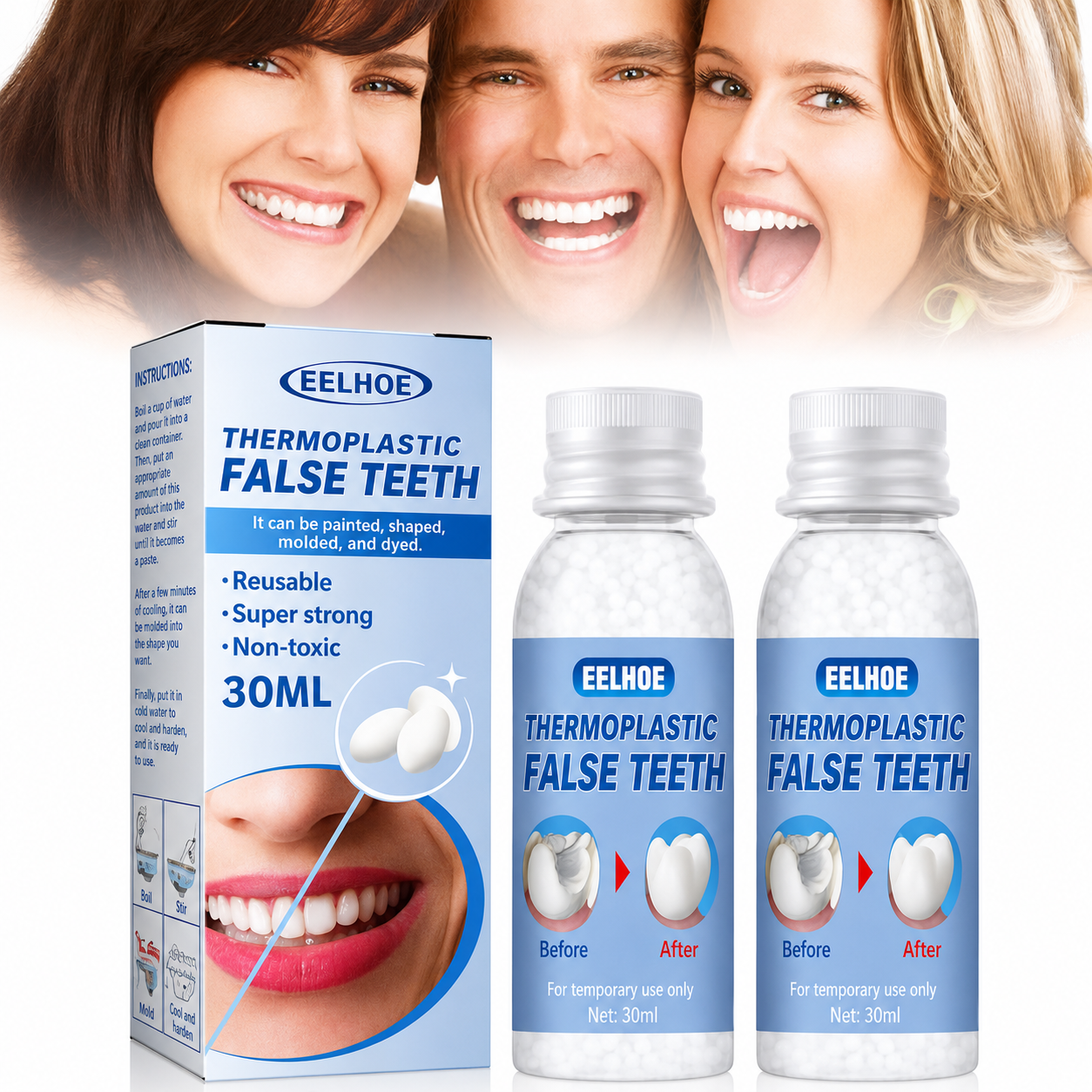 Tooth Repair Kit | Instant Tooth Filler | Natural Tooth-Colored Resin | Temporary Cosmetic Repair