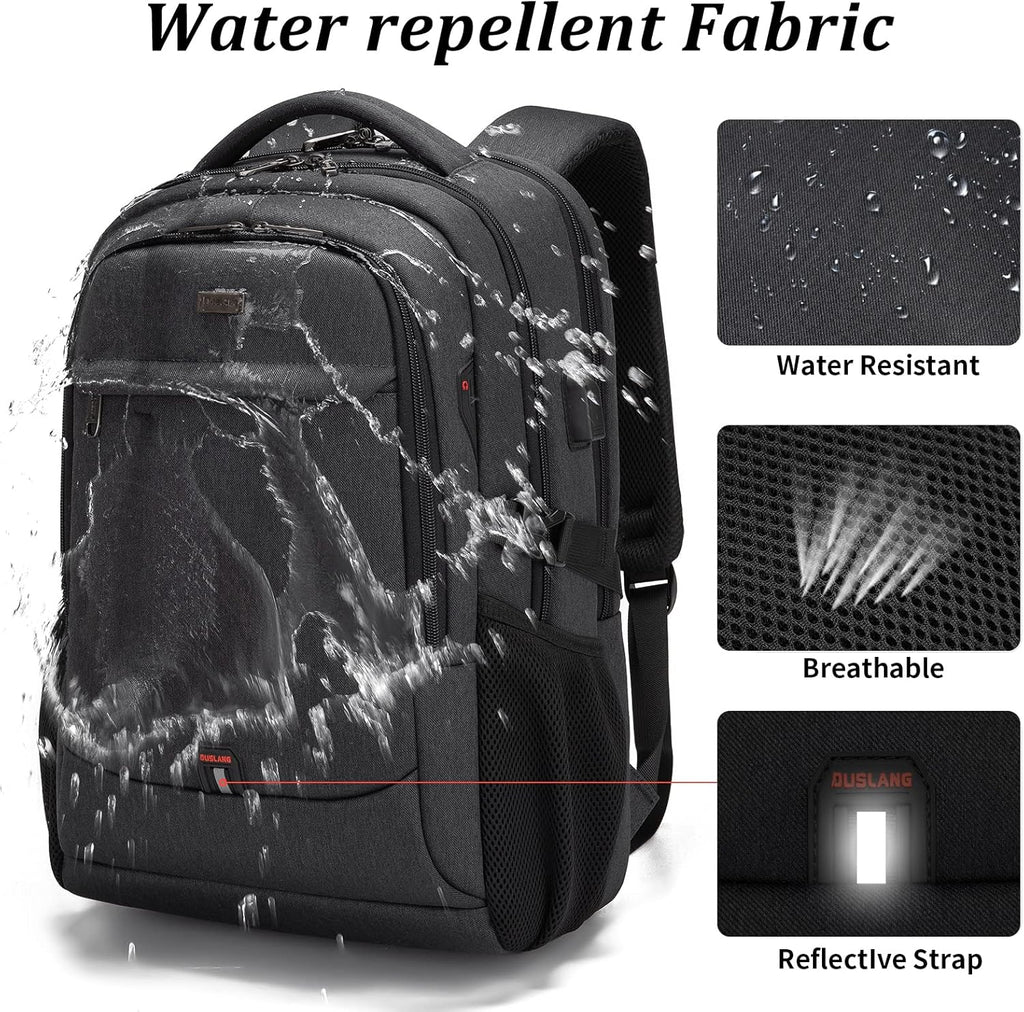 Travel Laptop Backpack | Anti-Theft Design | USB Charging Port | Water-Resistant Polyester