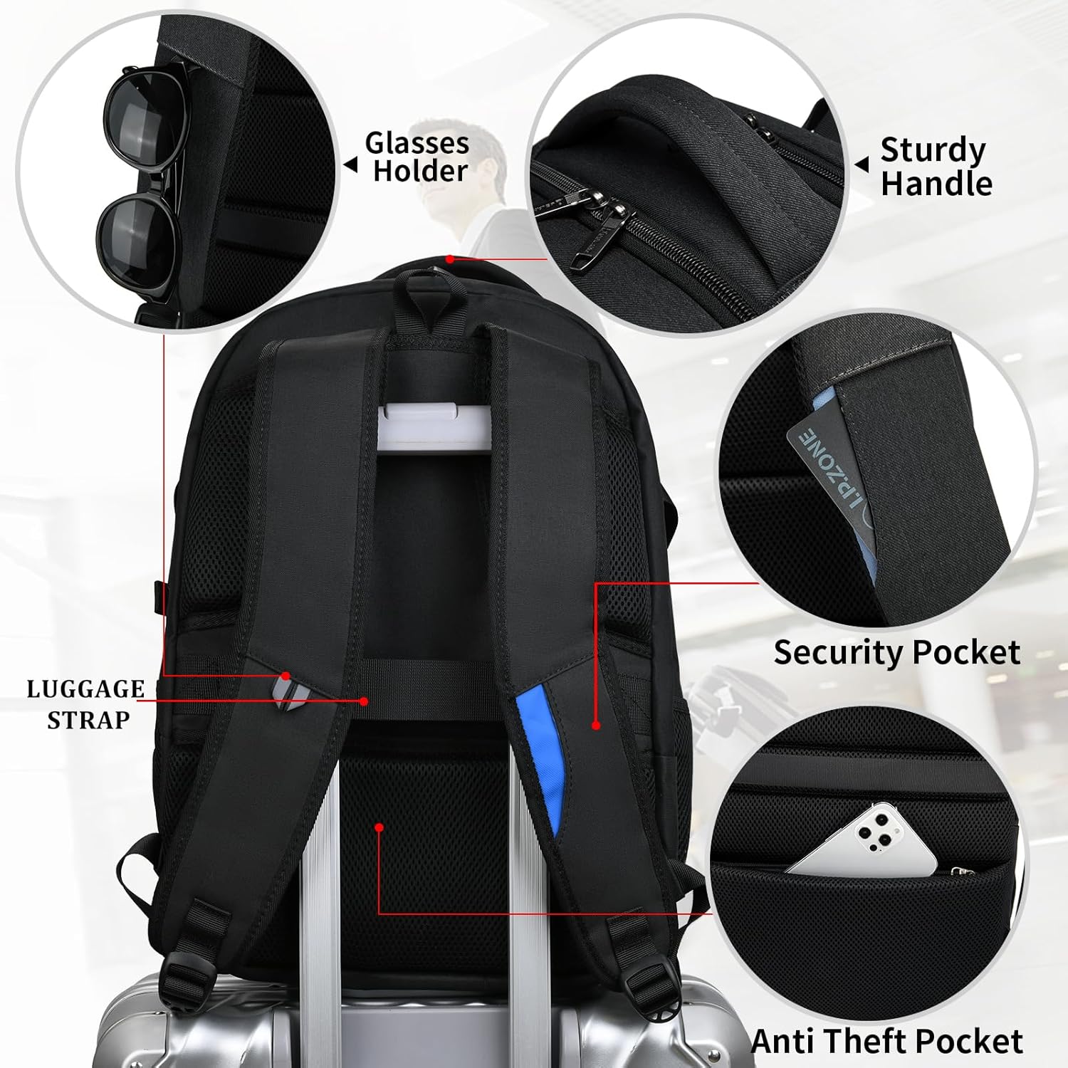Travel Laptop Backpack | Anti-Theft Design | USB Charging Port | Water-Resistant Polyester