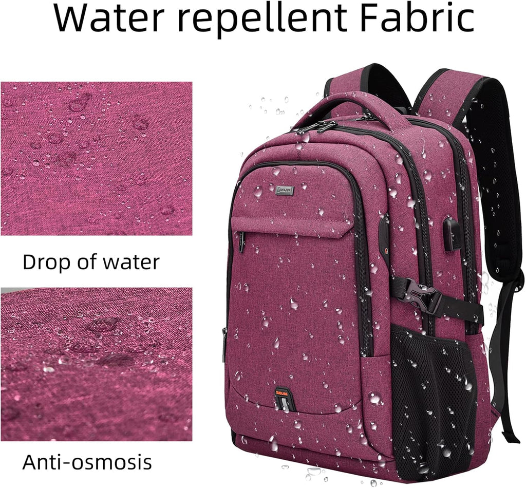 Travel Laptop Backpack | Anti-Theft Design | USB Charging Port | Water-Resistant Polyester