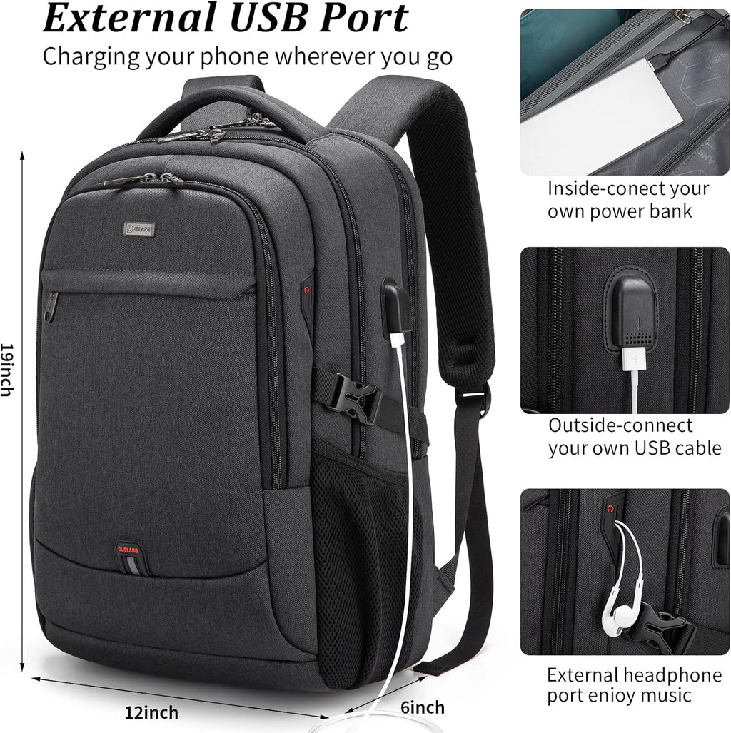 Travel Laptop Backpack | Anti-Theft Design | USB Charging Port | Water-Resistant Polyester