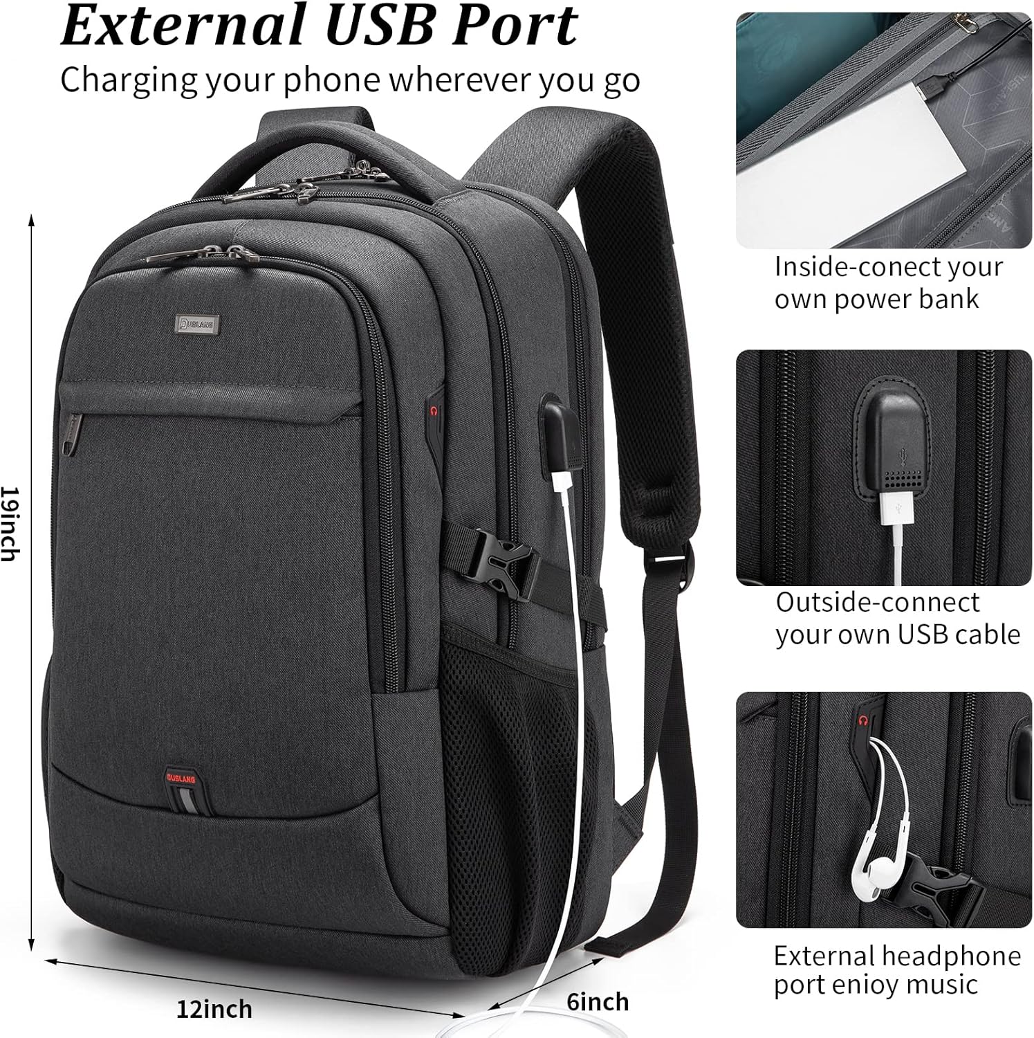 Travel Laptop Backpack | Anti-Theft Design | USB Charging Port | Water-Resistant Polyester
