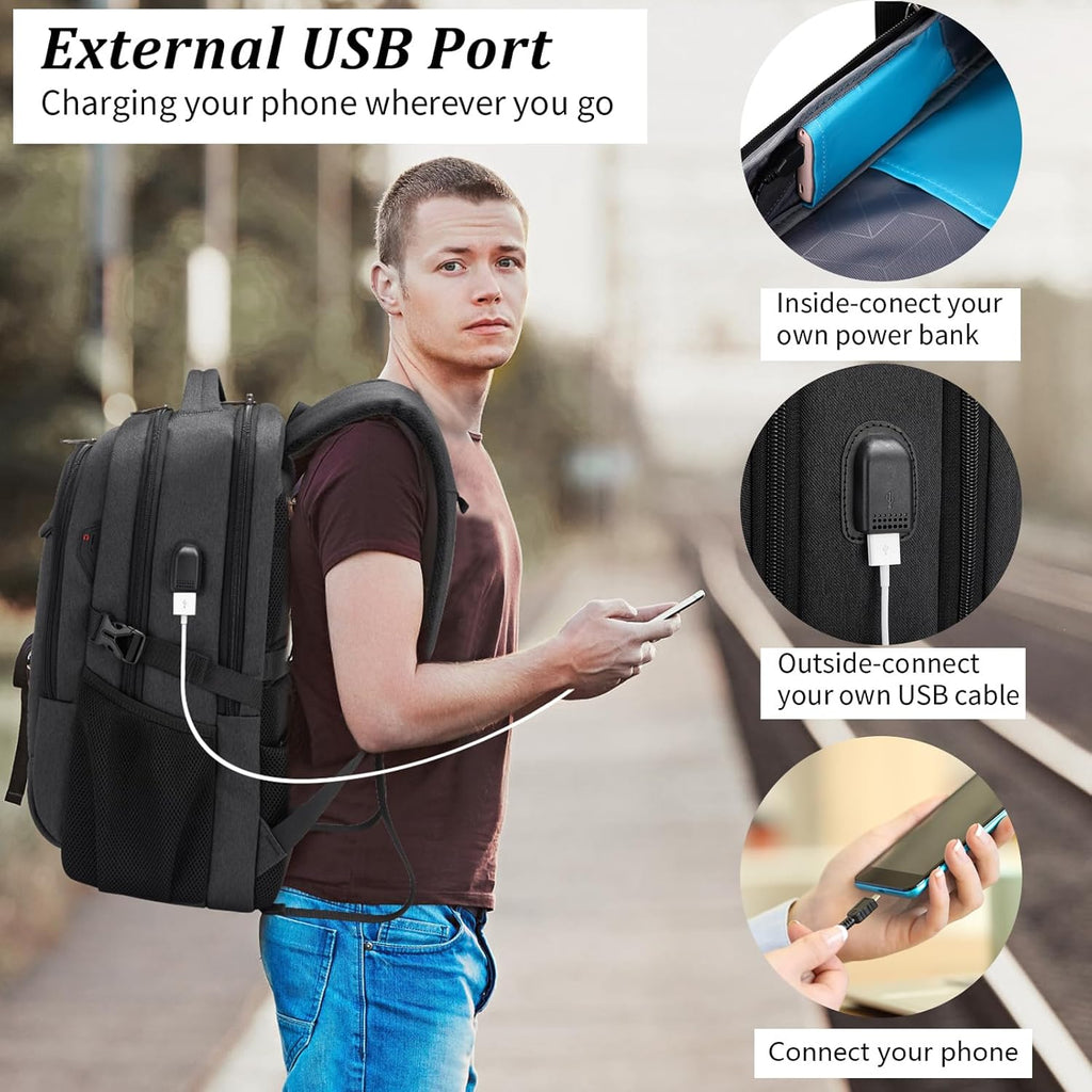 Travel Laptop Backpack | Anti-Theft Design | USB Charging Port | Water-Resistant Polyester