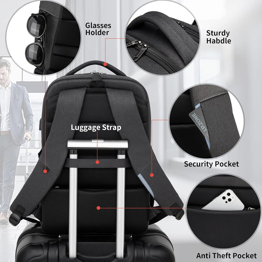 Travel Laptop Backpack | Anti-Theft Design | USB Charging Port | Water-Resistant Polyester