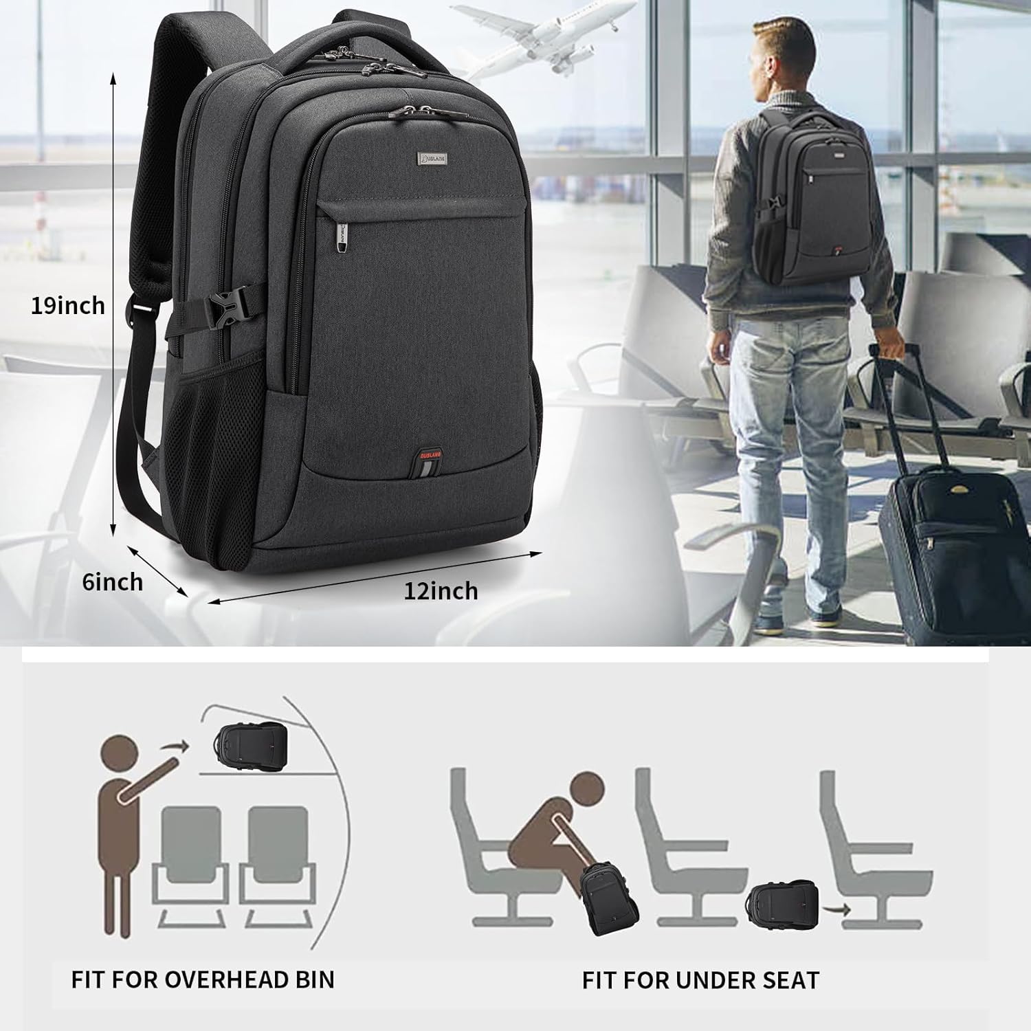 Travel Laptop Backpack | Anti-Theft Design | USB Charging Port | Water-Resistant Polyester