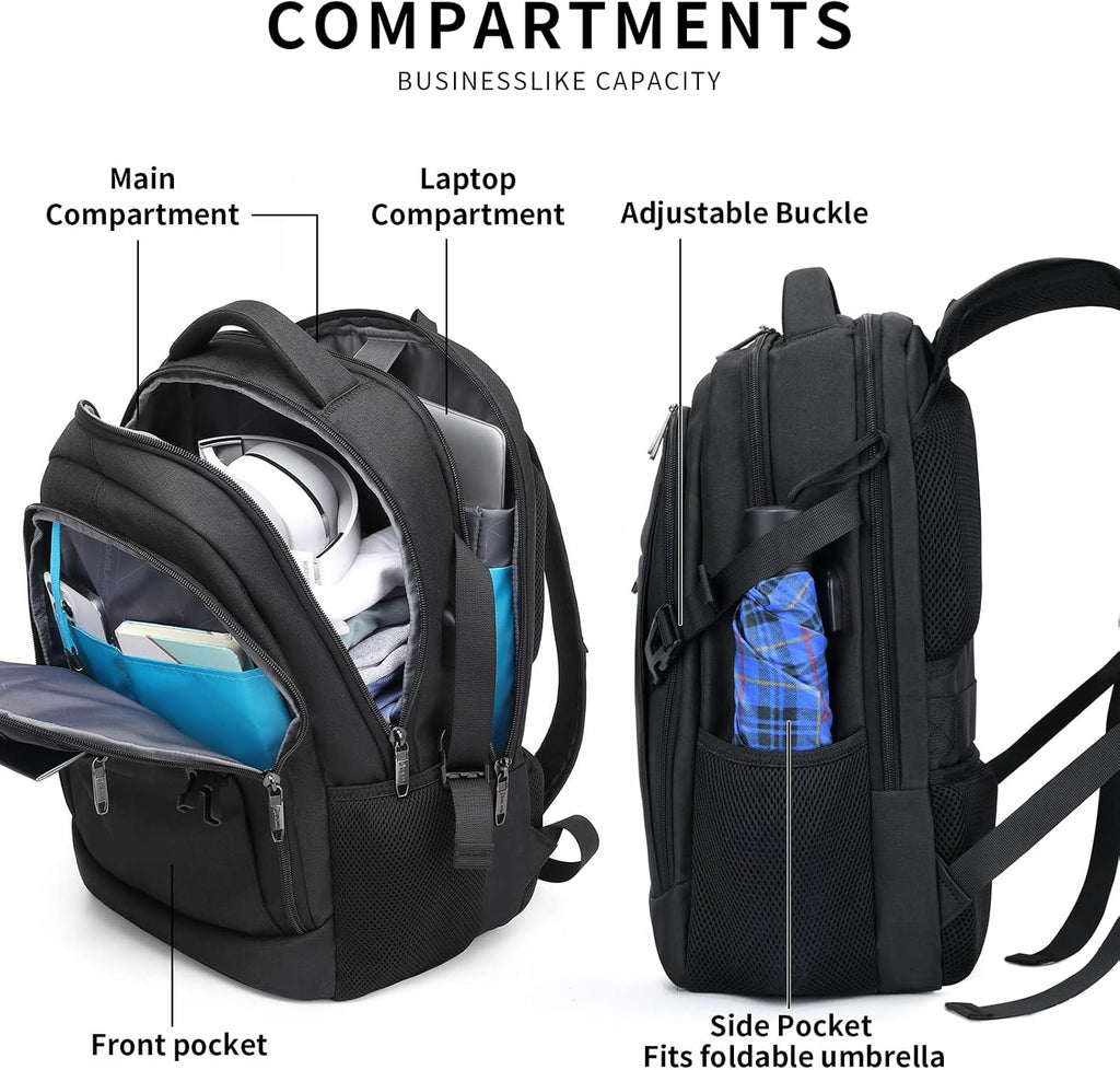 Travel Laptop Backpack | Anti-Theft Design | USB Charging Port | Water-Resistant Polyester