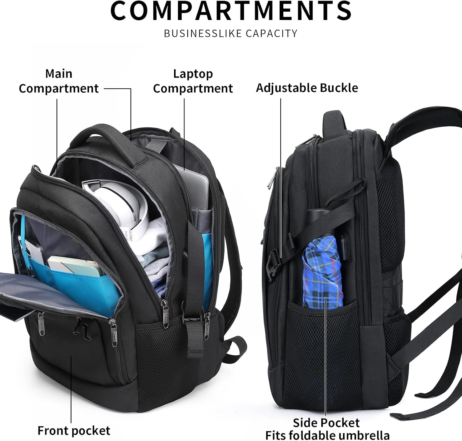 Travel Laptop Backpack | Anti-Theft Design | USB Charging Port | Water-Resistant Polyester