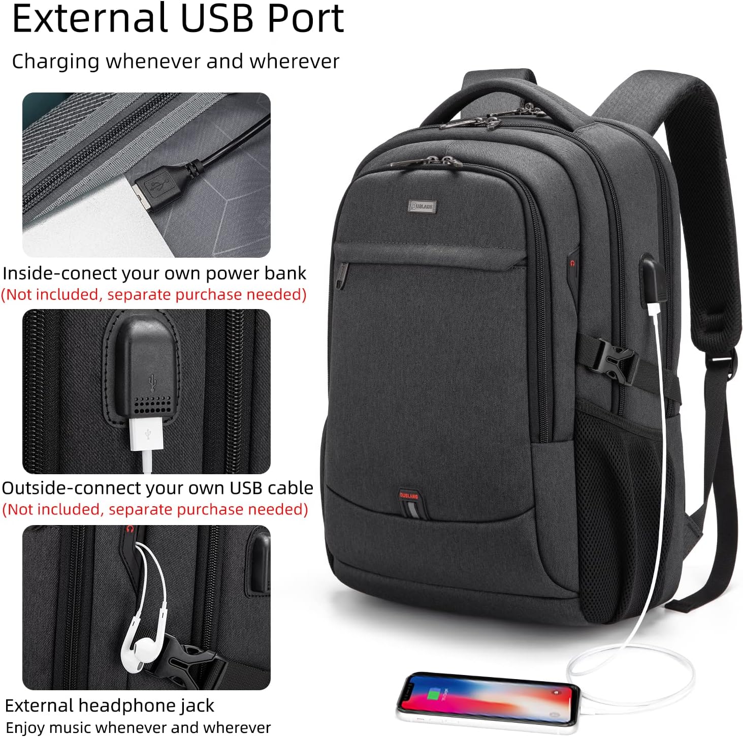 Travel Laptop Backpack | Anti-Theft Design | USB Charging Port | Water-Resistant Polyester