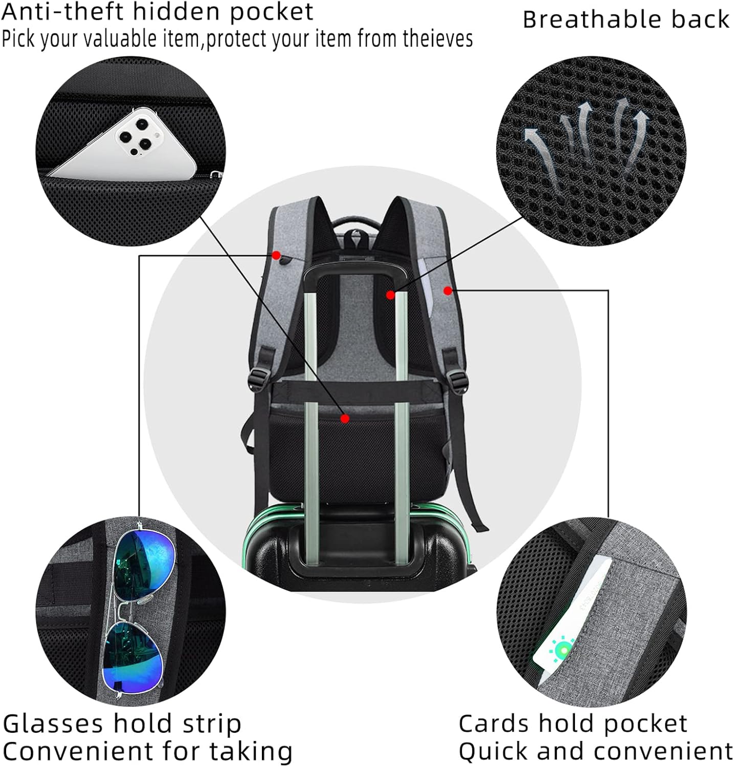 Travel Laptop Backpack | Anti-Theft Design | USB Charging Port | Water-Resistant Polyester
