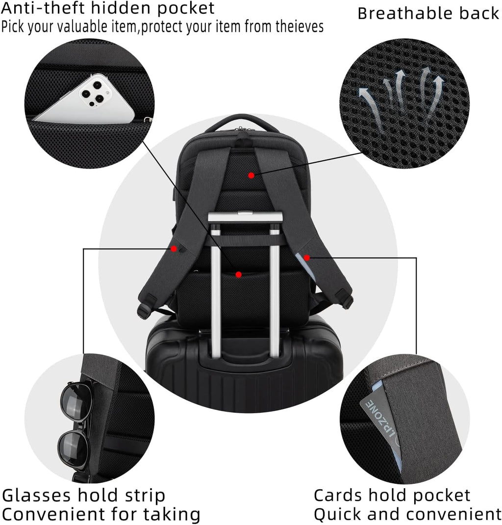 Travel Laptop Backpack | Anti-Theft Design | USB Charging Port | Water-Resistant Polyester