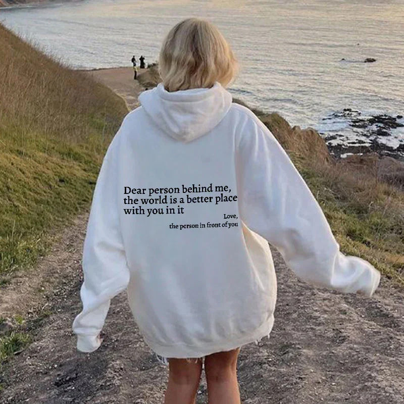 Unisex Hoodie | Bold Back Slogan Dear Person Behind Me | Soft Cotton Blend | Comfortable Fit